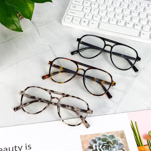 DXYXYO Retro Aviator Reading Glasses for Women, Mens Lightweight Blue Light Blocking Computer Readers