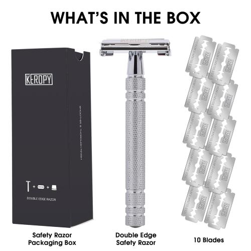 Double Edge Safety Razor with 10 Disposable Blades - Single blade double edge razor for men - Metal razor with Long Handle for close shave - Classic Clean Shave Single blade razor