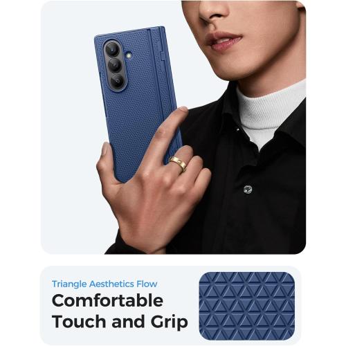 for Samsung Galaxy Z Fold 7 Case with Stand, Front Privacy Screen Protector, Hinge Protection, Slim Rugged Hard Shockproof Cover, Full Body Protective Phone Case for Samsung Z Fold7 2025, Blue