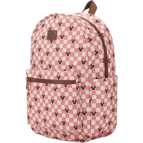 Disney Mickey Mouse Adult Pink Checkered 16.5 Travel Backpack