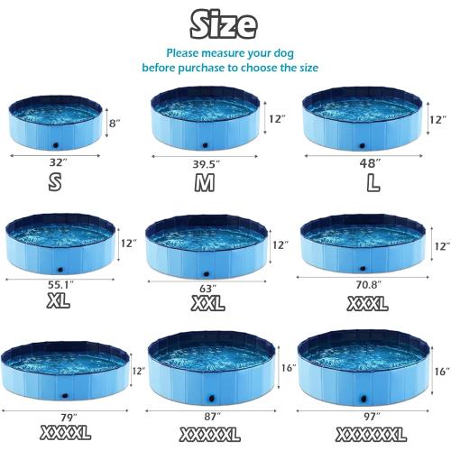 Jasonwell Foldable Dog Pet Bath Pool Collapsible Dog Pet Pool Bathing Tub Kiddie Pool Doggie Wading Pool for Puppy Small Medium Large Dogs Cats and Kids 71 Blue