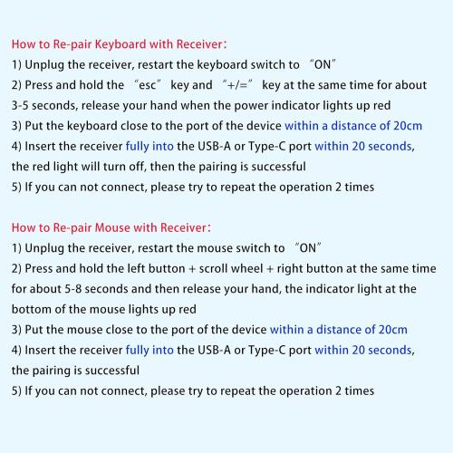 seenda Wireless Keyboard and Mouse, USB & Type C 2-in-1 Receiver, SK73-3 Full Size White Wireless Keyboard Mouse Combo, Compatible for Windows, MacBook Pro/Air, Laptop, Desktop, PC - White