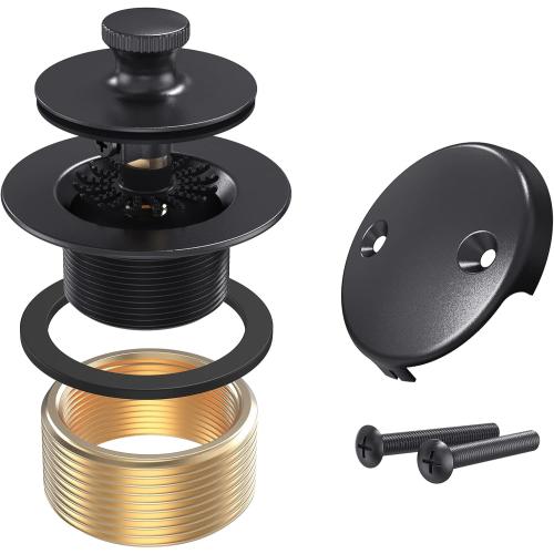 Citymoor Matte Black Tub Drain and Overflow Kit, Bath Tub Drain Stopper Set