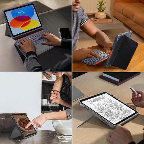 Case with Keyboard for iPad 10th Generation & 11th (A16, 2025): Bluetooth Wireless Detachable Magnetic Stand Rechargeable Keyboard with Folio Slim Compact Removable Cover with Trackpad, White Backlit