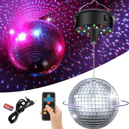 Disco Ball with Motor and Light | 5/8/10/15 RPM Adjustable Speed Rotating
