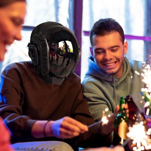 Punk Mask Helmet Futuristic Mask Techwear Mask Cool Mask Gothic Mask Halloween Cosplay Costume Mask Suitable for Any Adult (DG-JC)