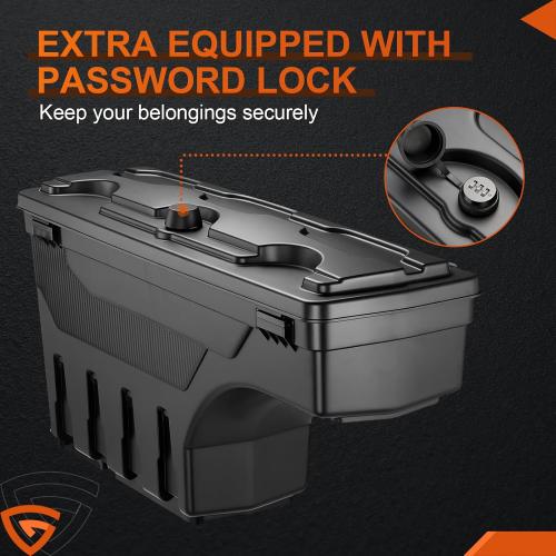 GEARLAST Truck Bed Storage Box With Password Lock For 2015-2025 Ford F-150, Drivers Side,30L, Black