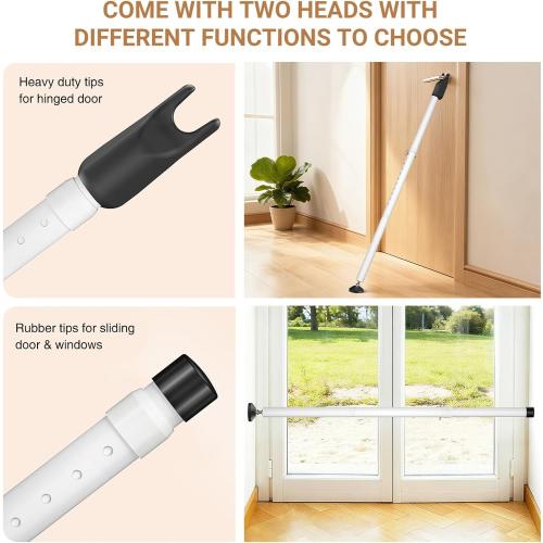 Sliding Glass Door Security Bar, Patio Door Barricade Security Bar, Apartment BarSliding Door Security Bar, Door Jammer, White, 1 Pack