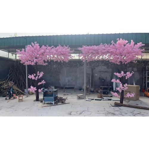 Artificial Cherry Blossom Trees Blossom Tree Handmade Light Pink Tree Indoor Outdoor Home Office Party Flower Silk Fake Tree,001,181x151cm/5.9x4.9ft