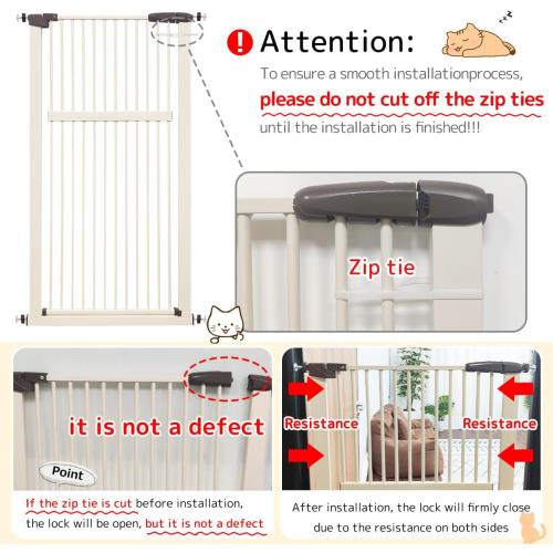 Lumizone Extra Tall Pet Gate 55.12 High Pressure Mounted 63.39-67.90 Extra Wide (9 Sizes) 1.37 Gap for Cat Dog Stairs Doorway Hallway No Drilling Auto-Close (63.39-67.90 W, Cream White)
