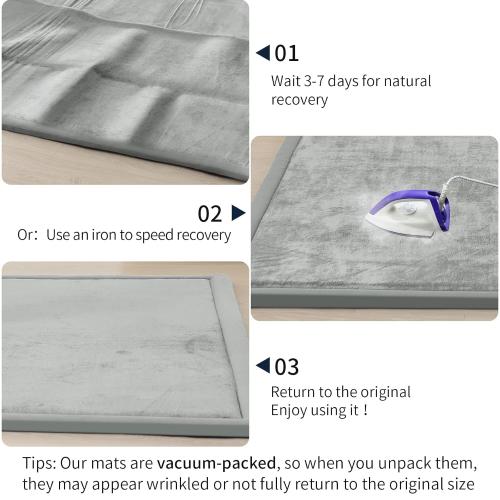 ACOMOPACK Baby Play Mat for Floor 1.3 Thick Memory Foam Play Mat 59×71 Tummy Time Crawling with Non-slip Bottom for Living Room,Nursery,Soft Velvet Playpen Mats for Kids,Infants（Light Grey）