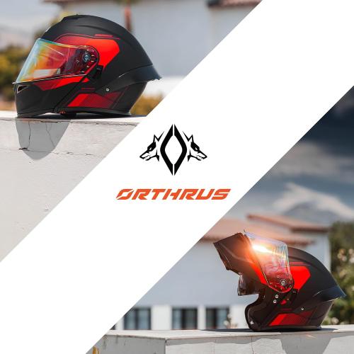 Modular LED DOT Adult Motorcycle Helmet for Street Bike (Red, XL) | 180 Degree Flip Up, Quick Release Visor Sun Shield, 3 Lighting Modes, ABS Shell, Bluetooth Ready