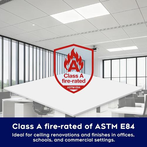 Premium PVC Smooth Drop Ceiling Tiles 2ft x 4ft - Waterproof, Fire-Rated, Washable, Drop in Installation - No Rot, No Sag, 10-Pack Cover 80 Sq. Ft, White