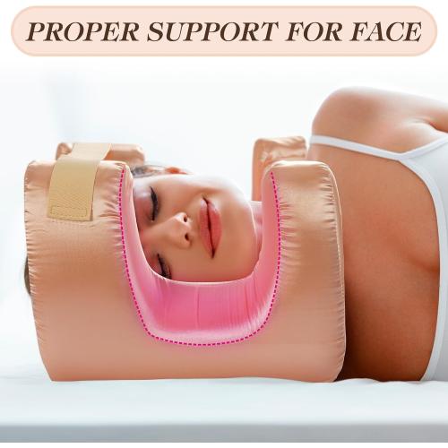 Memory Foam Face Beauty Pillow for Side Sleeper Anti-Wrinkle | Soft Pillowcase, Neck & Face Support, Reduces Pressure, Sleeping Face Down, Gold