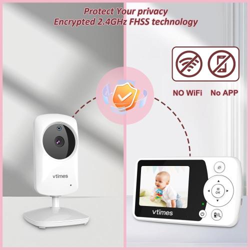 Video Baby Monitor with Camera and Audio - 2.4 LCD Screen, Portable Baby Camera Monitor No WiFi Night Vision VOX Mode Feeding Alarm 1000ft Range Ideal for Baby/Elderly/Pet