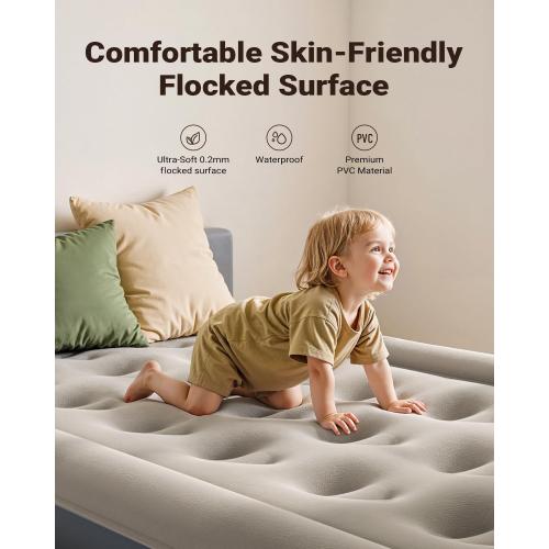 iDOO Twin Air Mattress with Built in Pump, 18 Raised Compact Blow up Mattress, Inflatable Mattress for Camping Guest Home, Portable Travel Air Bed, 2-Min Quick Inflation Deflation, Colchon inflable