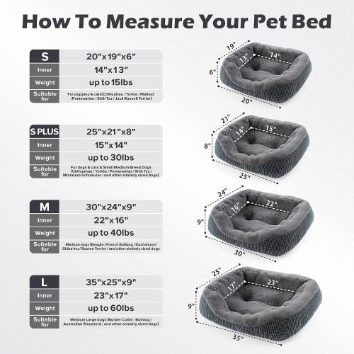 Dark Grey Small INVENHO Dog Bed for Small Dogs, Cat Beds for Indoor Cats Washable, Orthopedic Dog Bed, Warming Soft Calming Sleeping Puppy Bed Durable Pet Bed with Anti-Slip Bottom