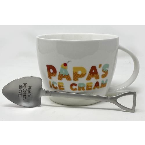 Papa's Ice Cream Bowl and Spoon - Ideal Father's Day, Christmas or Birthday Gift