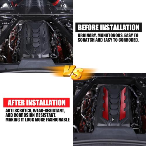 Engine Cover Edge Trim Compatible with Chevrolet Corvette C8 2020-2026, Aluminum Engine Compartment Left Right Panel Decoration Accessories (Red)