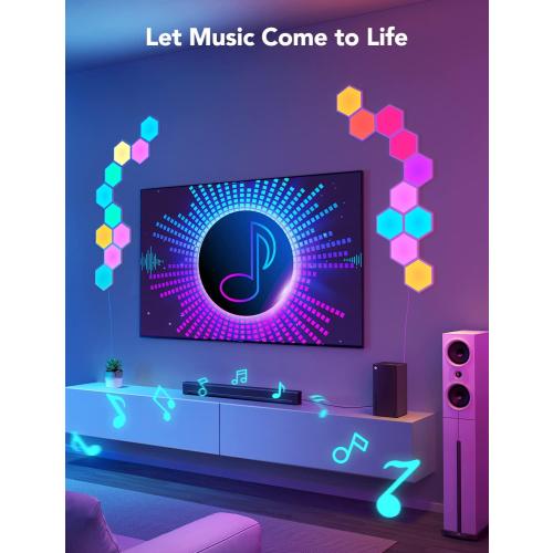Govee Glide Hexa Light Panels, RGBIC Hexagon LED Wall Lights, Wi-Fi Smart Home Creative Wall Lights with Music Sync, Works with Alexa Google Assistant for Indoor Gaming Decor, 10 Pack