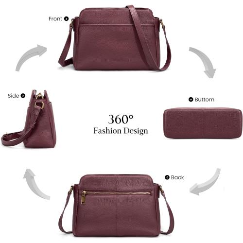 befen Anti-theft Crossbody Bag for Women Genuine Leather, Small Cross Body Shoulder Handbags with RFID Card Slots