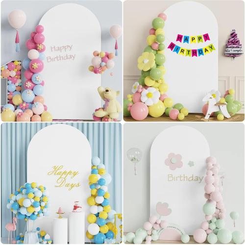 7.2FT Arch Backdrop Cover White Arch Covers Strethy Backdrop | Spandex Fitted Balloon Arch Cover Round Top Chiara Backdrop Cover for Wedding Birthday Party Ceremony Baby Shower Decor