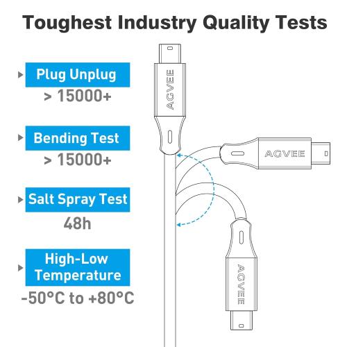 AGVEE 3.3ft USB-C to Mini USB Cable, Gold Plated End Tips, Braided Durable Mini-B 5-Pin to Type-C Data Charging Charger OTG Cord for Hero 3 , Canon Nikon Camera, GPS, Blue Yeti, Dark Gray