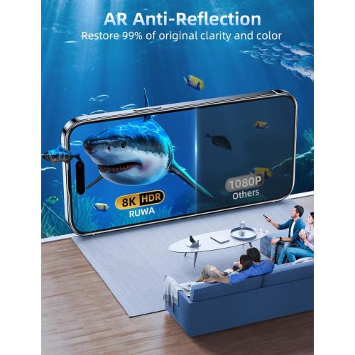 ruwa Privacy Screen Protector for iPhone 15 Pro Max [6.7 Inch][2-Pack] Tempered Glass with Easy Installation Frame, Anti-Scratch,Anti-peep, Full Coverage