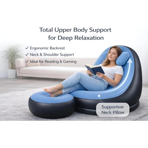 Inflatable Lounge Chair for Indoor and Outdoor Use Couch for Camping Blow up Chairs Gaming Chair Ergonomic Bean Bag Chairs for Comfort Flocked Surface inflatables Inflatable Couch Outdoor