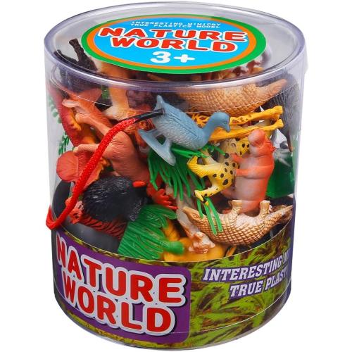 Animals Figure,54 Piece Mini Jungle Animals Toys Set With Gift Box,ValeforToy Realistic Wild Animal Learning Party Favors Toys For Boys Girls Kids Toddlers Forest Small Farm Animals Toys Playset