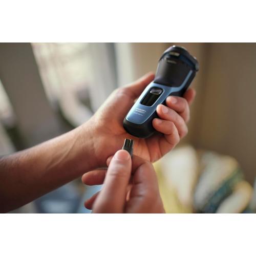 Philips Norelco Shaver 3600 Series, Wet and Dry Electric Shaver, P-Cap, Travel Pouch, Storm Blue, Model S3243/91