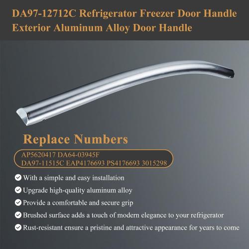 DA97-12712C Freezer Door Handle for Samsung Refrigerator Handle | Premium Quality Silver Freezer Handle Replaces PS4176693 AP5620417 DA97-11515C