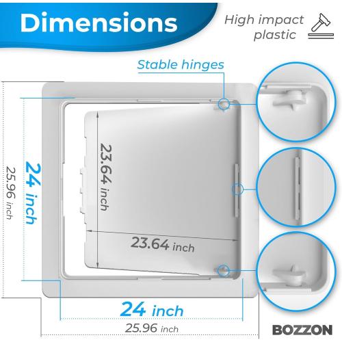 White 24x24 Access Panel for Drywall - 24x24 Inch Wall Hole Cover - Heavy Durable Plastic White Door for Plumbing