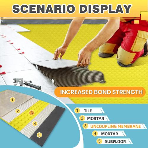 MAXKOSKO Uncoupling Membrane for Tile, 1/8''(3mm) Thick Waterproof Heated Flooring Underlayment Mat Tile Crack Prevention for Bathroom Shower Kitchen Basement‼️color: red‼️
