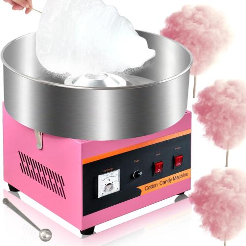 Cotton Candy Machine Commercial, 1000W Cotton Candy Maker Machine, Candy Floss Maker, with Stainless Steel Bowl, Sugar Scoop,Anti-Rust Coating, for Family Party, Kids Birthday Pink