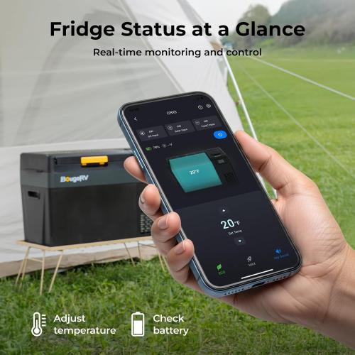 BougeRV Car Refrigerator with 240Wh LiFePO4 Battery, CRX3 30 Quart, -4℉~68℉ | Fast 12-Min Cool to 32℉, 35dB Low Noise, 12/24V DC 110V AC, Fridge or Freezer, 12v Cooler with Detachable Battery for Camping