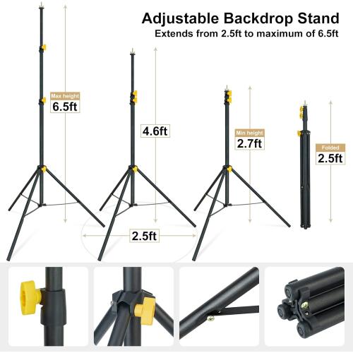 (Missing 4 clamps) LINCO Lincostore Backdrop Support Stand Kit 10x6.5ft Adjustable Photography Studio Photo Background Support System with Carrying Bag for Green Screen Muslin, 4171