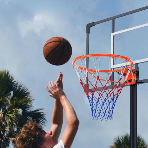 Basketball Rim, 18 Replacement Wall Mounted Outdoor Basketball Hoop, Heavy Duty Solid Steel, Double Spring Basketball Hoop Rim with All Weather Net for Indoor and Outdoor Hanging