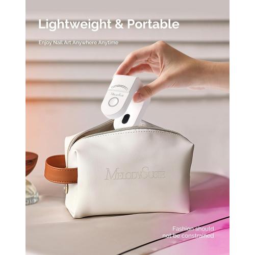 MelodySusie Mini UV Nail Lamp P-ART04G for Single-Finger Quick Touch-Ups | Cordless, Smart Sensor, 30s/60s Timers, Flash Cure Rhinestone Glue, Gel-X