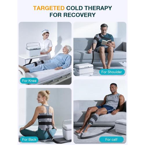 ALLJOY Cold Therapy Machine with 3 Programmable Timer 5-95min | 5 Adjustable Flow & <15db Ultra Quiet Knee Ice Machine for Recovery After Surgery, 8.5QT Portable Cryo Pain Relief System