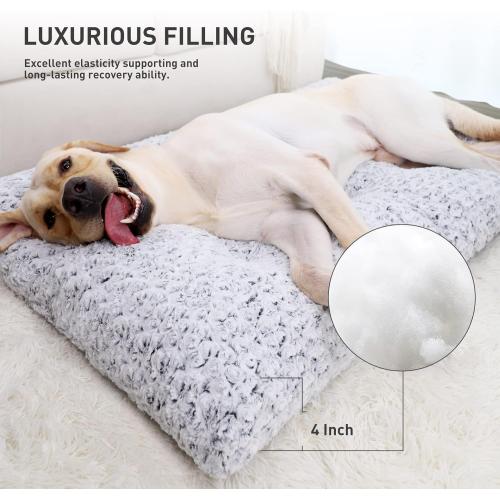 KSIIA Washable Dog Bed Deluxe Plush Dog Crate Beds Comfy Kennel Pad Anti-Slip Pet Sleeping Mat for Large, Jumbo, Medium, Small Dogs Breeds, gray