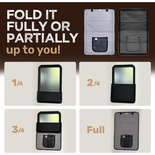 Living in a Bubble RV Door Window Shade, Foldable Magnetic Blackout Caravan Window Cover - UV Protection Heavy Duty Camper Trailer Door Windows Covering (16x25)