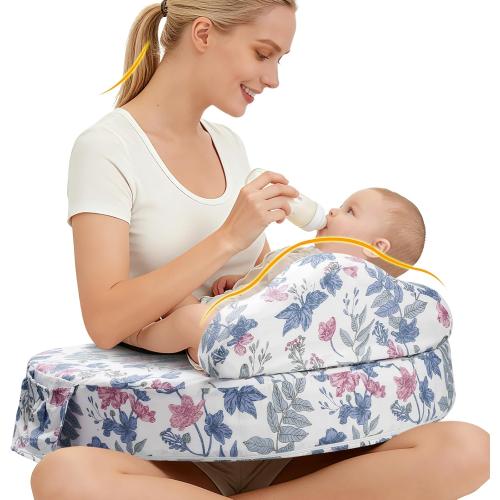 Nursing Pillow for Breastfeeding, with Safety Fence, Removable Cover