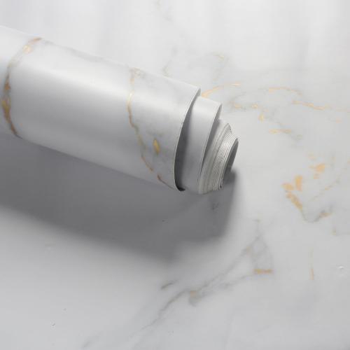 Marble Contact Paper for Countertops Cover - 24x197 Matte White Gold Peel and Stick Wallpaper - Removable Self Adhesive Thick Granite Vinyl Film Roll