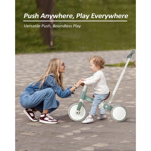 aiwo 5in1 Tricycle for Toddlers 1-3, Toddler Balance Bike for 1 to 4 Year Old Kids Boys Girls First Gift, Ride-on Toys Toddler Bike with Push Handle (Steering)