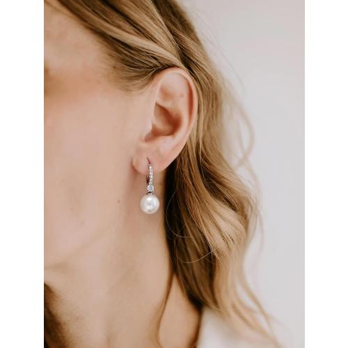 Long Pearl Earrings for Women 925 sterling silver Pearl Dangle Earrings Hypoallergenic Elegant Wedding Pearl Tassel Earrings for Bridal Christmas Gift