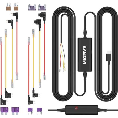 Miofive USB Type-C Hardwire Kit Only for Miofive S1 & Mini Series and Mirror 1 Dash Cam, Activate Parking Mode and Low Voltage Protection, 11.5 ft / 350 cm (Need Purchase Separately)