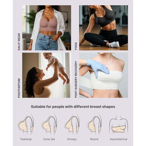 Size XL ...SHAPELLX Post Surgery Bras Front Closure Compression Bra Wirefree Mastectomy Bra with Adjustable Straps