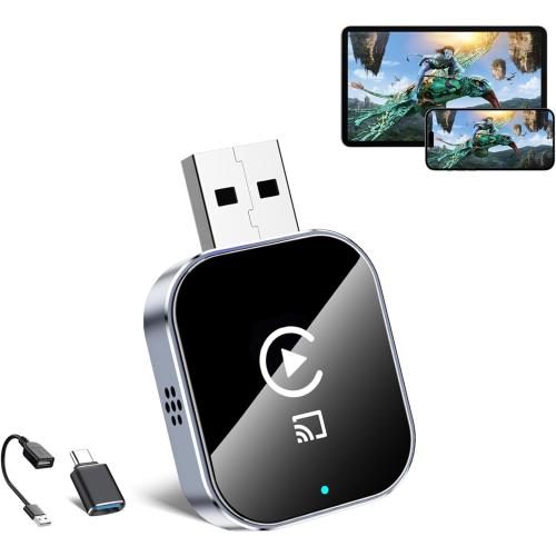 Wireless CarPlay Adapter for Android Auto - 3 in 1 Airplay Mirror Link Adapter Multi-User Seamless Connection Converts Wired to Wireless CarPlay Adapter - No Latency from iOS 10  to Screen w/USB-C