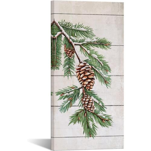 Size 20x40 iKNOW FOTO Pine Cones and Seeds on Canvas Prints Vertical 20x40in Botanical Wall Art Winter Pine Cones Framed Wall Art for Holiday Decor Ready to Hang Home Decoration